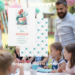Turquoise Mermaid Birthday Party Invitation