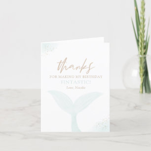 Turquoise Mermaid Girl Birthday Party Letterpress Thank You Card