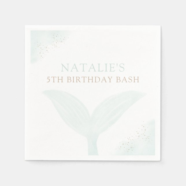 Turquoise Mermaid Girl Birthday Party Napkins (Front)