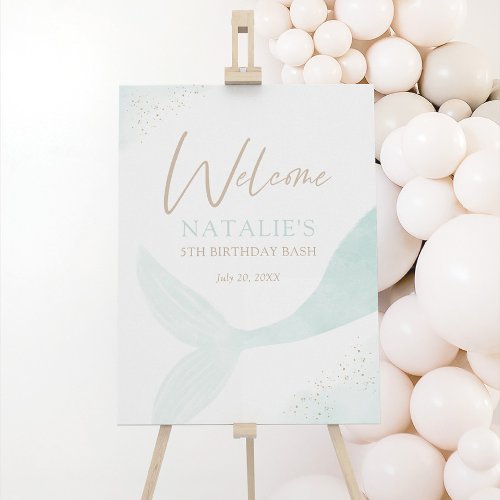 Turquoise Mermaid Girl Birthday Welcome Sign