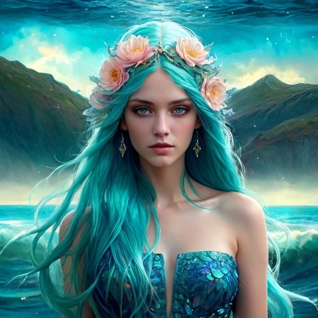 Turquoise Mermaid of the Sea decoupage paper v2 (Creator Uploaded)