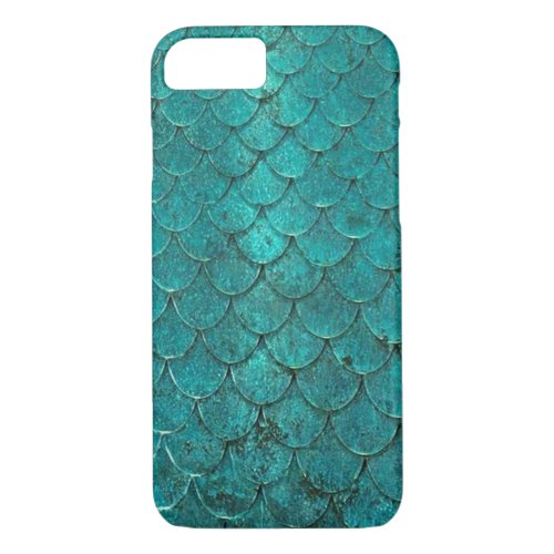 Turquoise mermaid scales pattern iPphone case