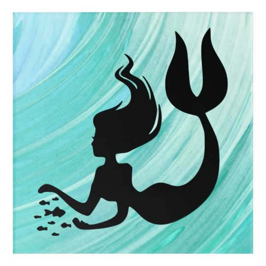 Turquoise Mermaid Silhouette 12x12 Wallart Acrylic Print | Zazzle.com