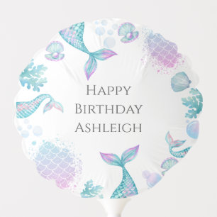 Turquoise Mermaid Themed Birthday Party Balloon