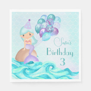 Turquoise Mermaid's Birthday Party Thank You  Napkins