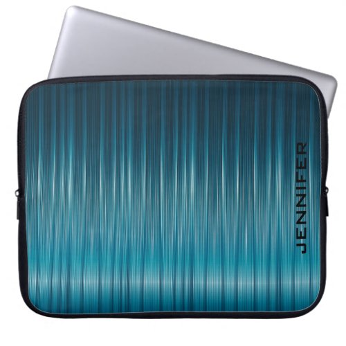 Turquoise Metallic Blue Carbon Fiber Texture Laptop Sleeve