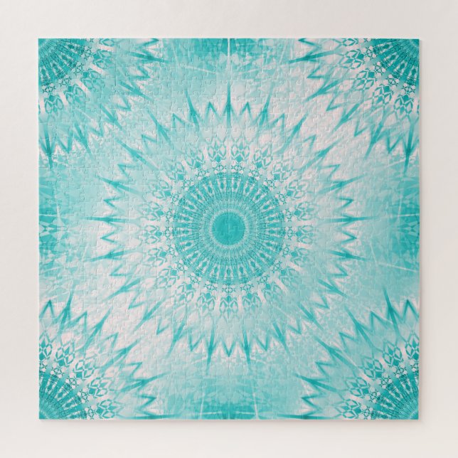 Turquoise Metallic Mandala Pattern Jigsaw Puzzle (Vertical)