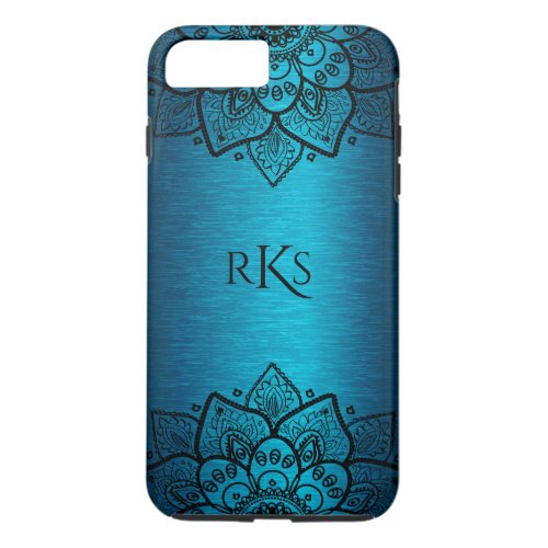 Turquoise Metallic Print Black Lace Mandala iPhone 8 Plus7 Plus Case