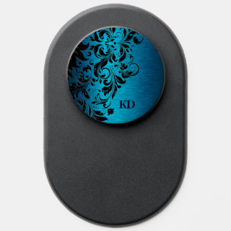 Turquoise Metallic Texture Black Lace PopSocket