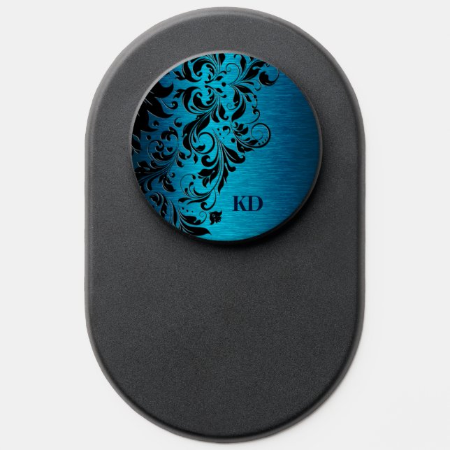 Turquoise Metallic Texture Black Lace PopSocket (Popsocket)