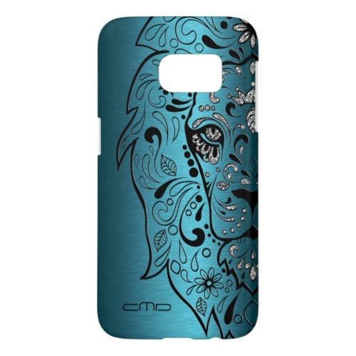 Turquoise Metallic Texture Lion Sugar Skul Samsung Galaxy S7 Case