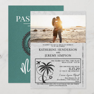 Turquoise Mexico Passport Wedding Invitation