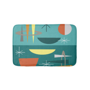 Turquoise Mid Century Modern Bath Mat