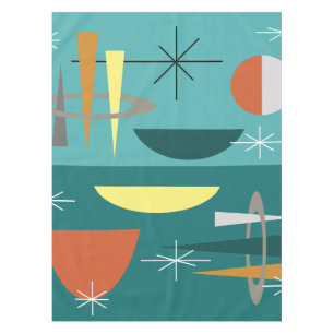 Turquoise Mid Century Modern Tablecloth