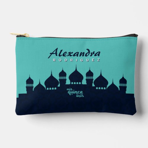 Turquoise Midnight Blue Arabian Nights Quinceaera Accessory Pouch