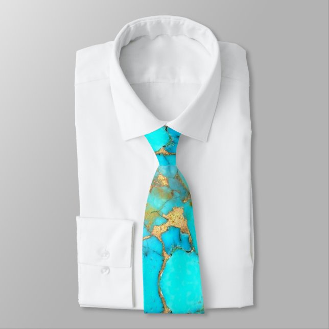turquoise mineral stone neck tie (Tied)