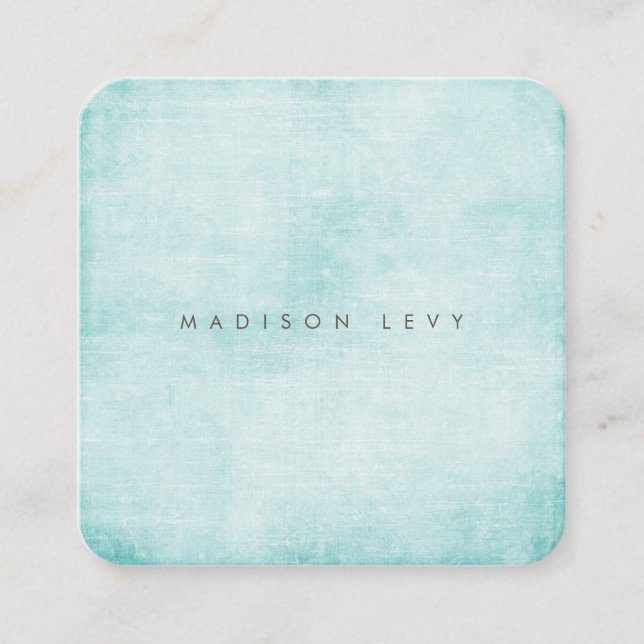 Turquoise Minimalist Distressed Textured Calling Card (Front)