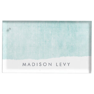Turquoise Minimalist Distressed Torn Cards Place Card Holder