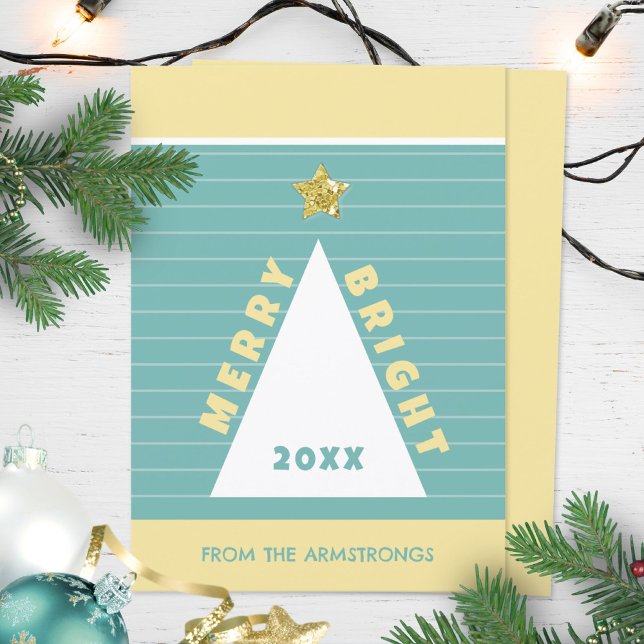 Turquoise Minimalist Geometric Christmas Tree Holiday Card (Turquoise Minimalist Christmas Tree Simple Holiday Card ©Susanne Sachers - Sunny Mind 🌞)