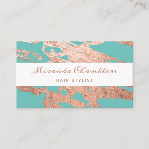 Turquoise Minimalist Luxury Pink Marble Pattern Business Card