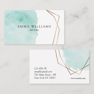 Turquoise Minimalist Modern Watercolor Business Card