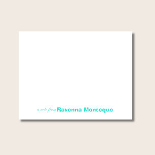 Turquoise Minimalist Personalized Name Elegant Note Card