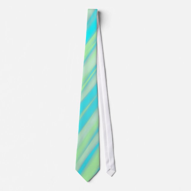 Turquoise Mint Abstract Stripes Neck Tie (Front)