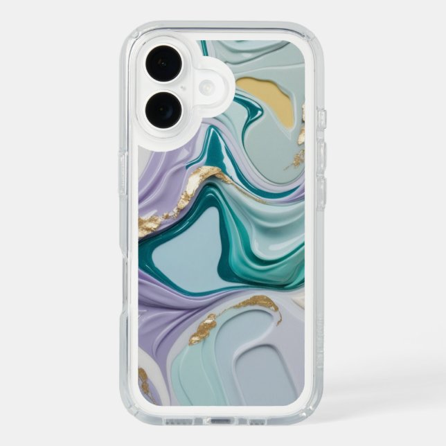 Turquoise, Mint Green, Purple And Gold | Marble Speck iPhone Case (Front)