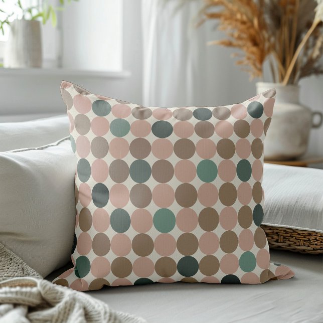 Turquoise Mocha Geometric Circle Throw Pillow (Creator Uploaded)