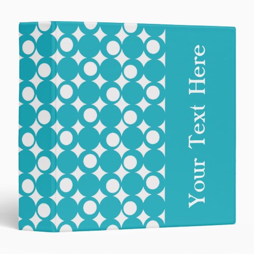 Turquoise Mod Ball Design with custom text 3 Ring Binder