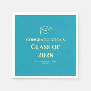 Turquoise Modern Congratulations Graduation Party Napkins