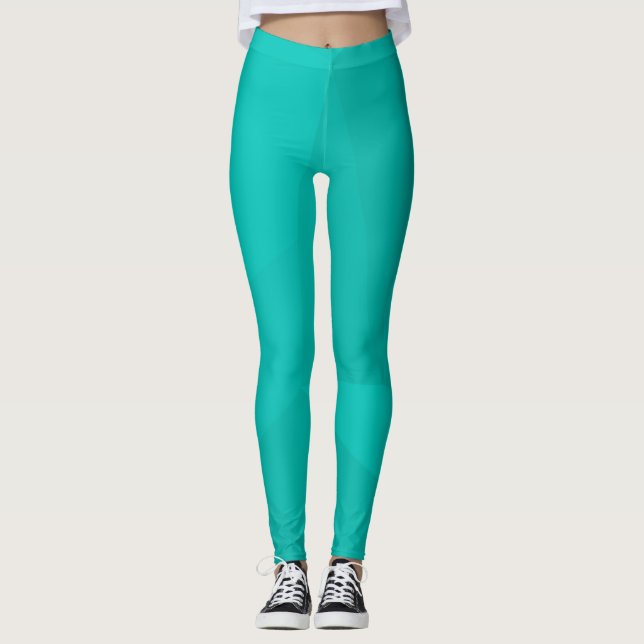 Turquoise, modern, cool, trendy geometric art leggings (Front)