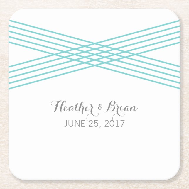 Turquoise Modern Deco Paper Coasters (Front)