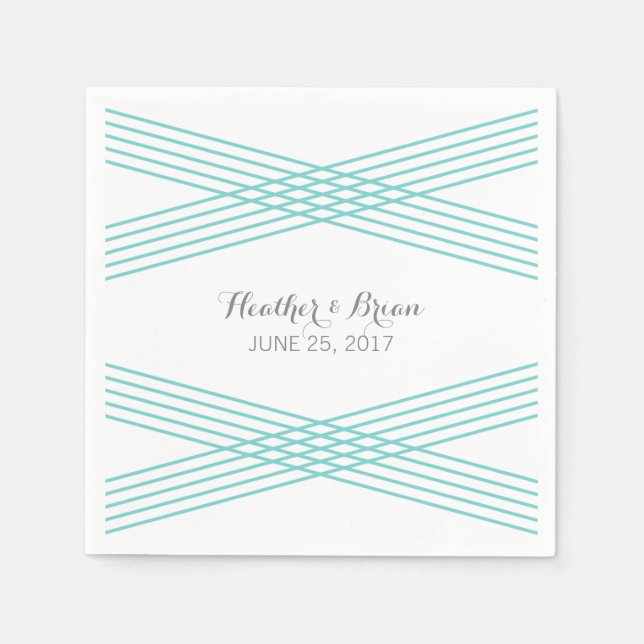 Turquoise Modern Deco Paper Napkins (Front)