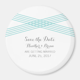 Turquoise Modern Deco Save the Date Magnet