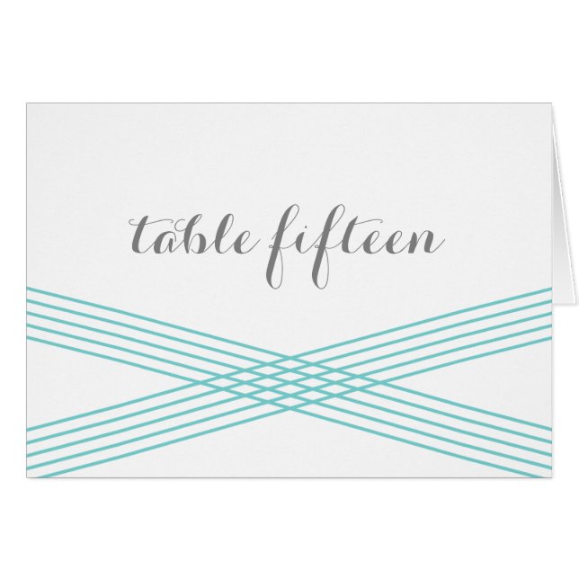 Turquoise Modern Deco Table Number Card (Front Horizontal)