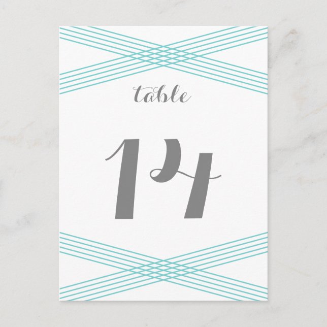 Turquoise Modern Deco Table Postcard (Front)