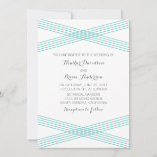 Turquoise Modern Deco Wedding Invite