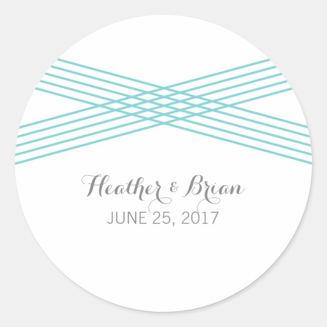 Turquoise Modern Deco Wedding Stickers (Front)