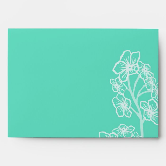 Turquoise Modern Floral Wedding Envelope