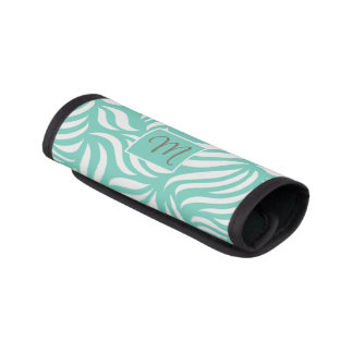 Turquoise Modern Foliage Feminine Monogram Travel Luggage Handle Wrap