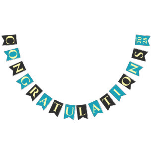 Turquoise Modern Graduation Party Congratulations Bunting Flags