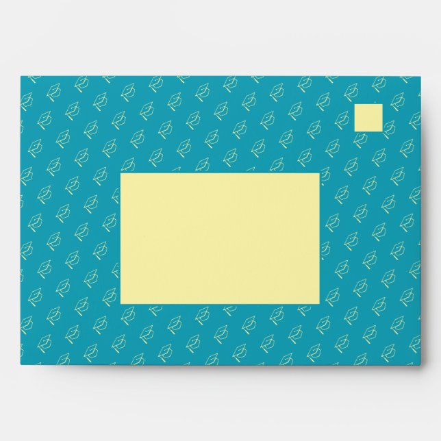 Turquoise Modern Graduation Return Address Envelope (Front)