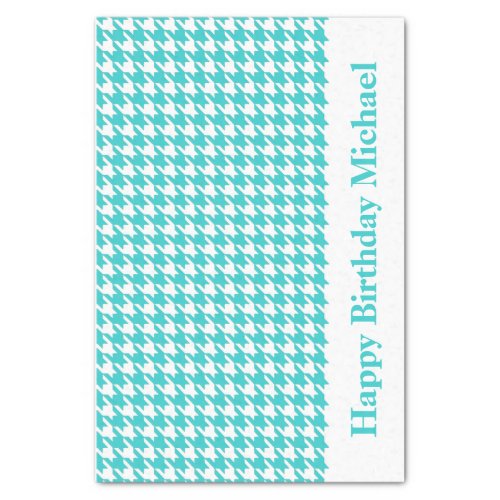 Turquoise Modern Houndstooth wcustom message Tissue Paper