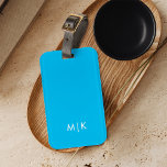 Turquoise | Modern Monogram Luggage Tag<br><div class="desc">This colorful and modern luggage tag design features a turquoise background,  with your initials in bold white text for a look that is simple and stylish,  yet professional.</div>