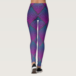 Turquoise Modern Mosaic Diamonds Animal Print Leggings