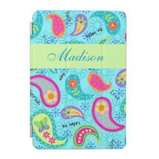 Turquoise Modern Paisley Whimsy Pattern iPad Mini Cover