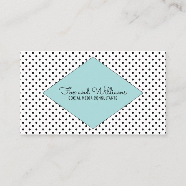 Turquoise Modern Polka Dots Business Card (Front)