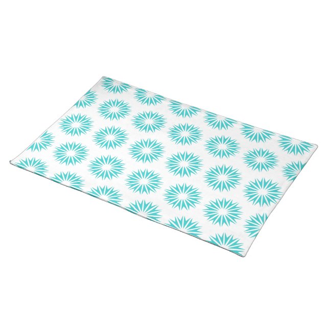 Turquoise Modern Sunbursts Placemat (On Table)