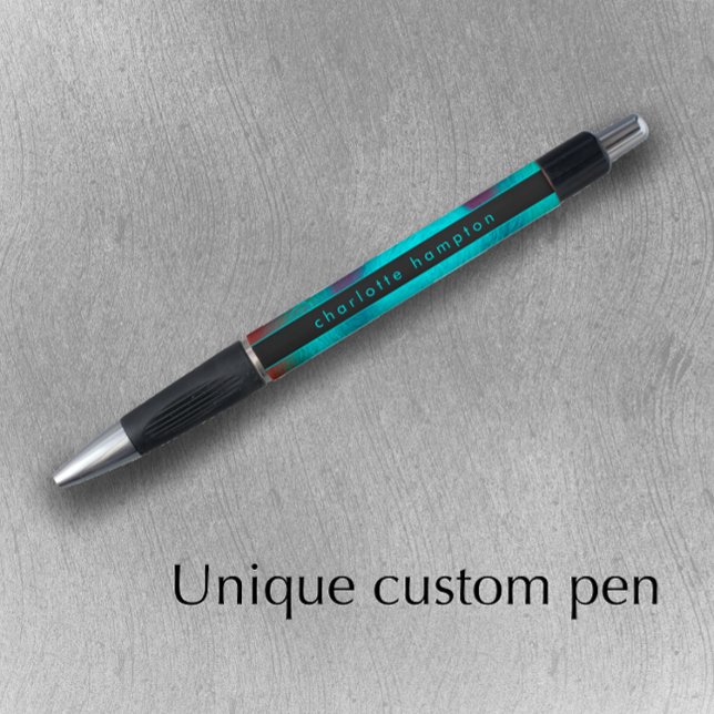 Turquoise Modern Unique Cool Groovy Personalized Pen (Add your name to this original colorful pen. Personalize this modern promotional pen.
)